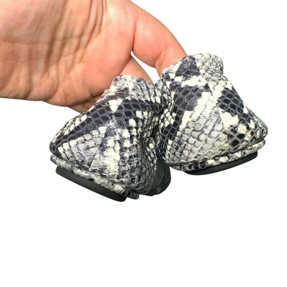 Tory Burch Tri Color Python Embossed Leather Minnie Flats Size 8.5 Animal Print - Picture 9 of 16